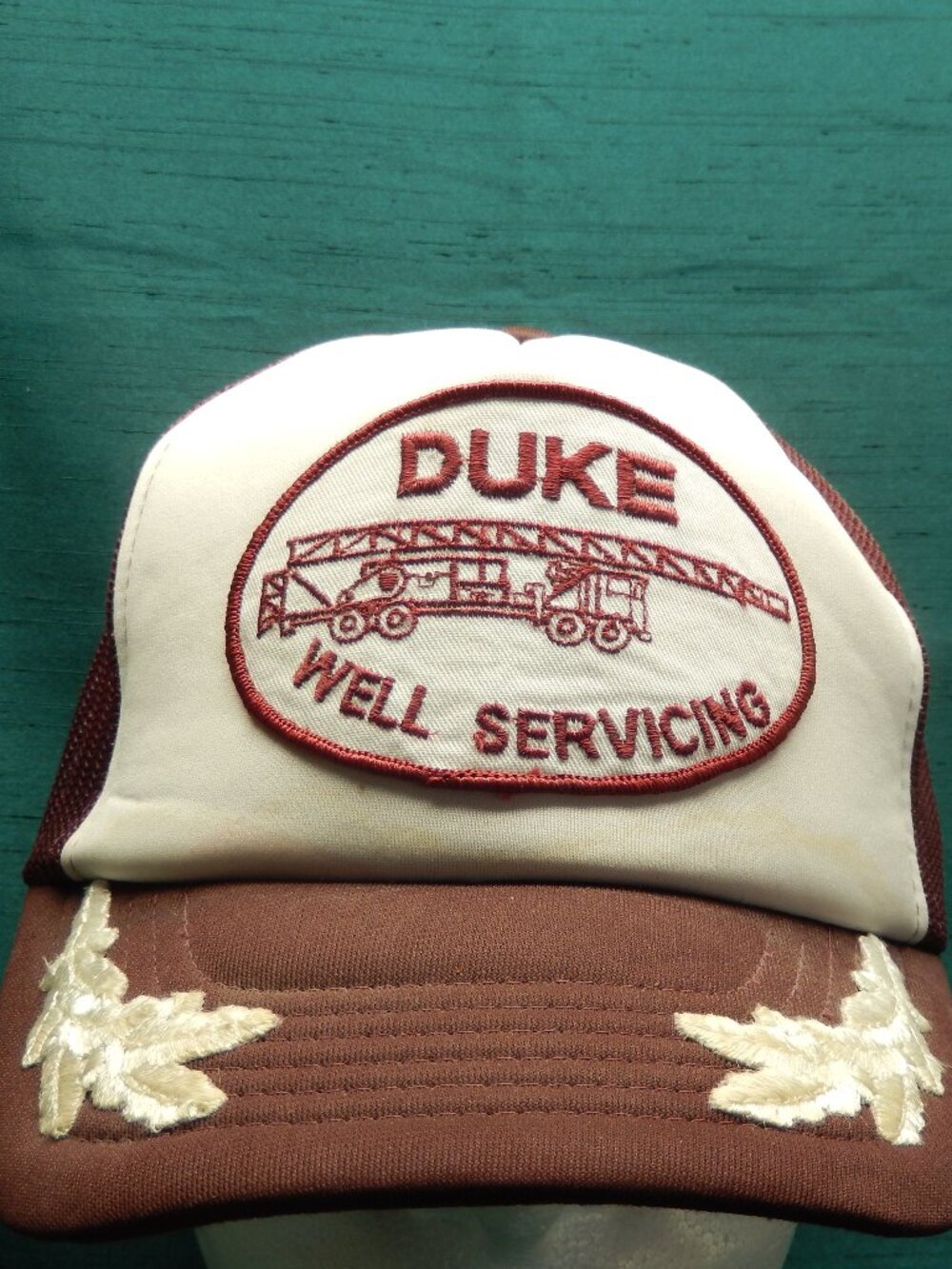 Duke Well Servicing Burgundy and White Snapback Baseball Hat